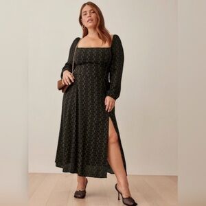 NWT Reformation Sigmund Linguini‎ square neck maxi with slit dress